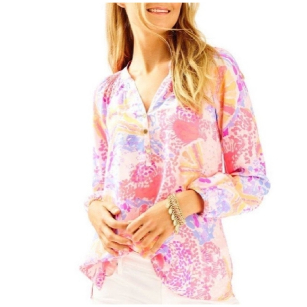 Lilly Pulitzer // Elsa Paradise Pink Silk Top